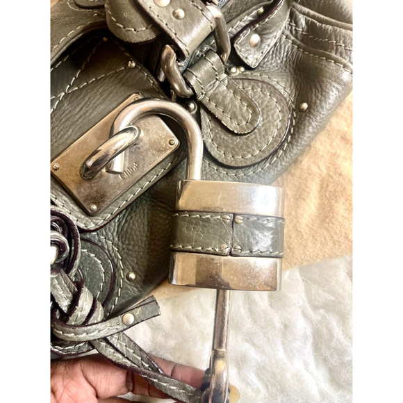 Chloe Mini Paddington Grey Leather Handbag with Key and Lock - Picture 11 of 15